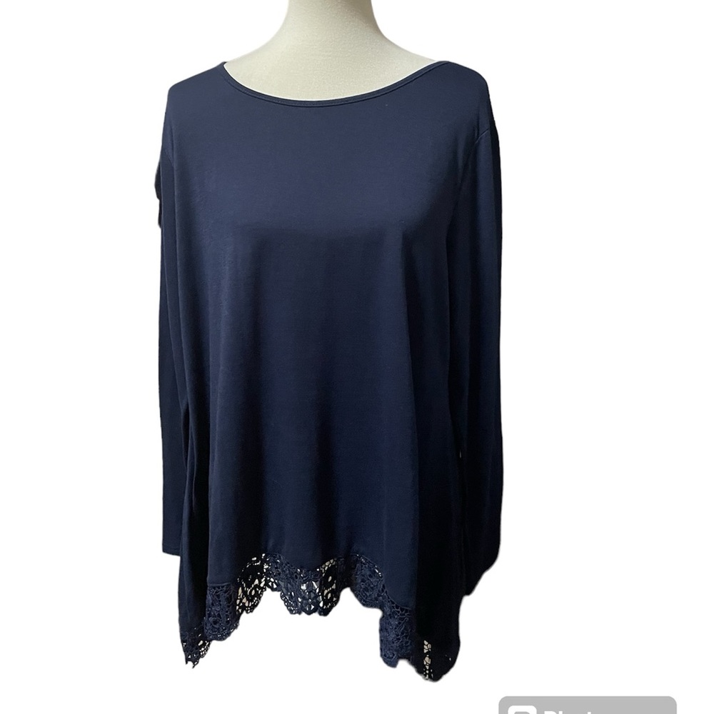 Beauhuty Top‎ Flowy Tunic Blouse Lace Trim XL